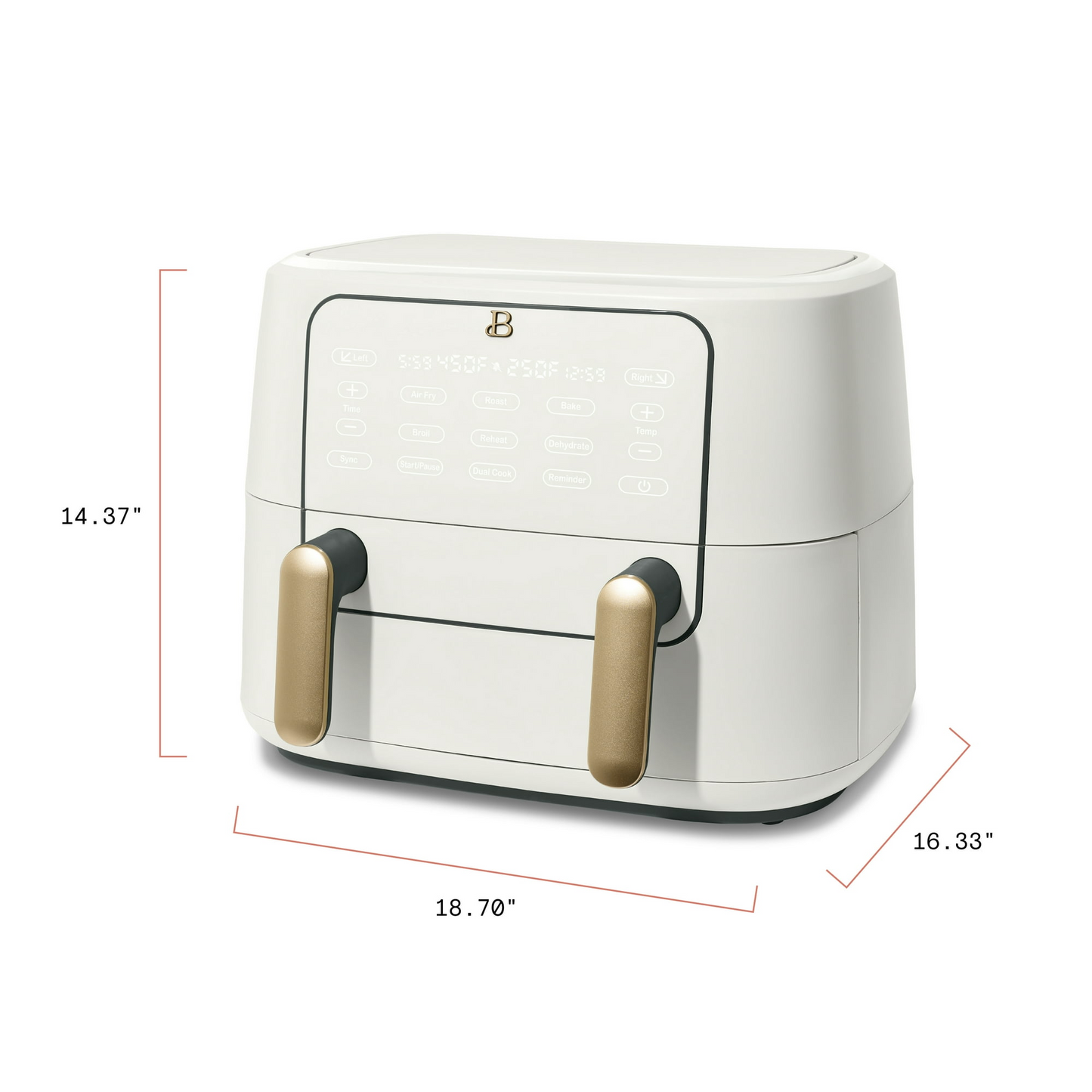 Beautiful 9 QT TriZone Air Fryer, White Icing by Drew Barrymore