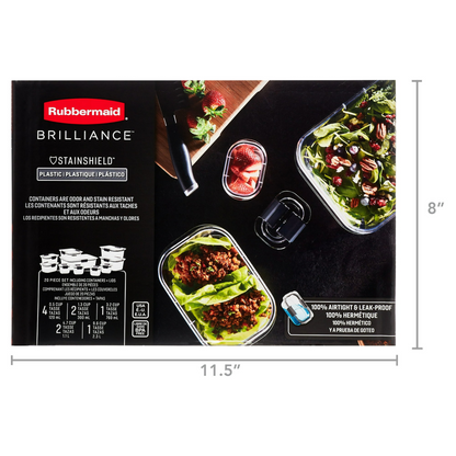 Rubbermaid Brilliance Food Storage Container, 20 Piece Variety Set, Clear Tritan Plastic