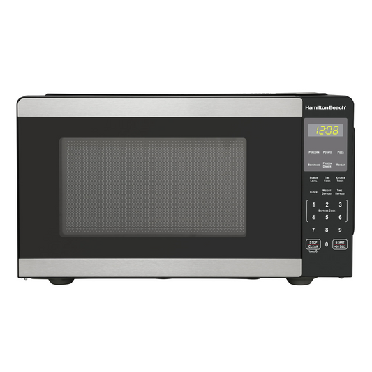 Hamilton Beach 0.9 Cu ft Countertop Microwave Oven, 900 Watts, Stainless Steel, New