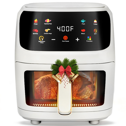 Bluebow Air Fryer Large 7.5QT, 8-in-1 Digital Touchscreen, Visible Cooking Window, 1700W, White