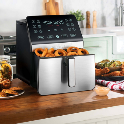 Gourmia 8-Qt 1-Basket Digital Air Fryer, Steel - Rryforce 360 Technology and Touch Screen Controls