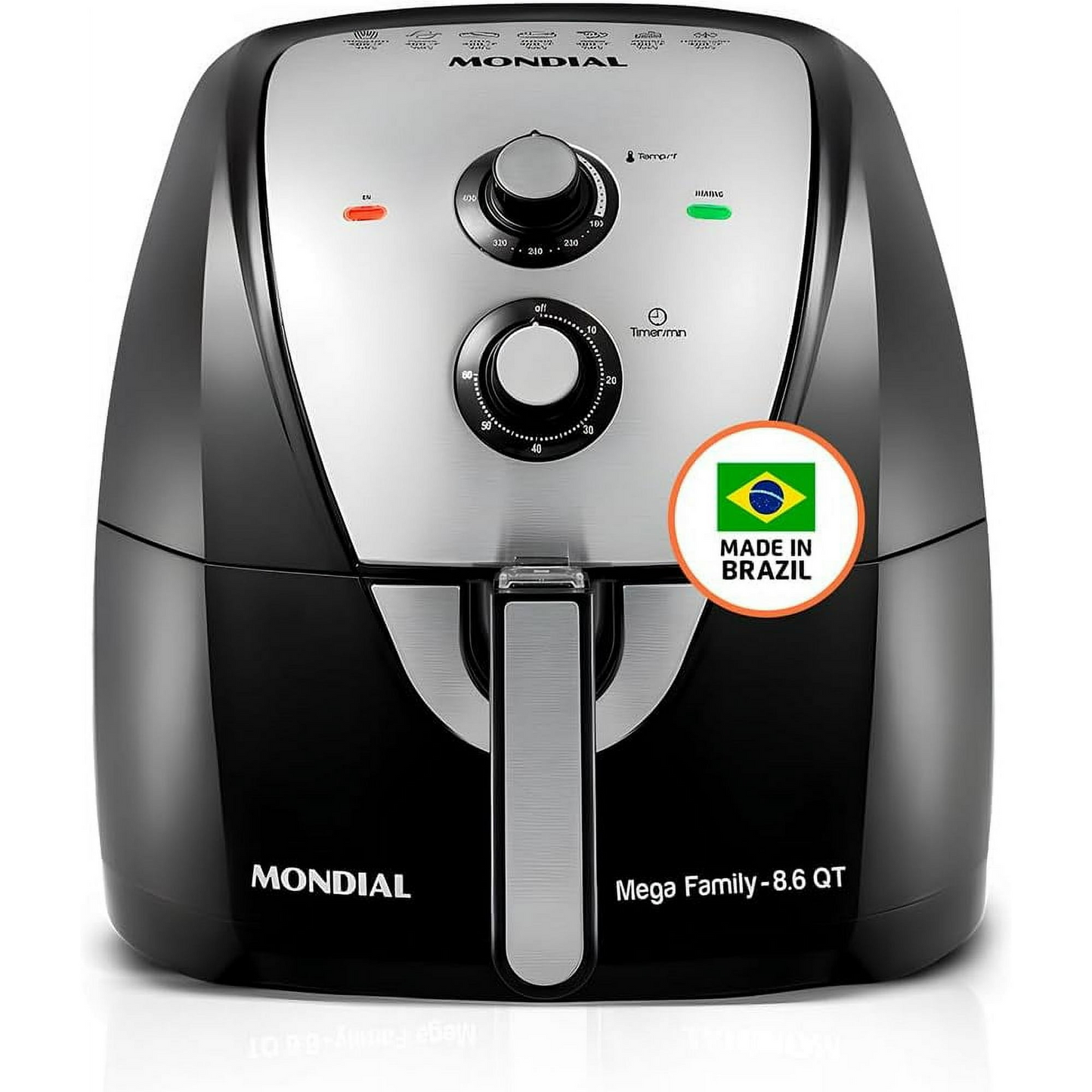 Mondial 8.6 qt Air Fryer, Black - Automatic Shutoff, Built-in Timer