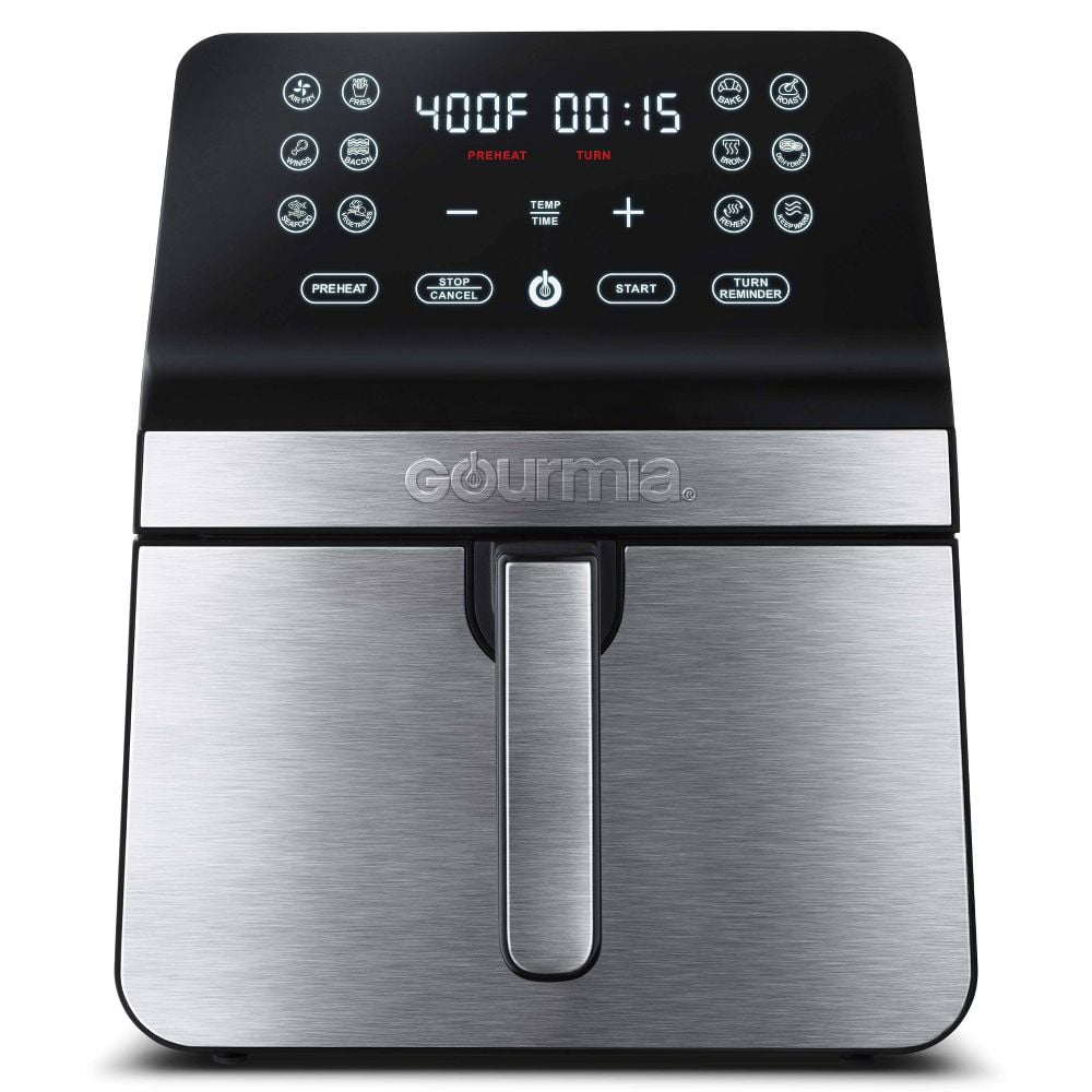 Gourmia 8-Qt 1-Basket Digital Air Fryer, Steel - Rryforce 360 Technology and Touch Screen Controls