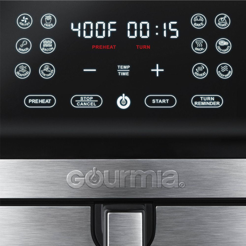 Gourmia 8-Qt 1-Basket Digital Air Fryer, Steel - Rryforce 360 Technology and Touch Screen Controls