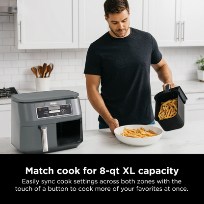 Ninja Foodi 4 in 1, 8 Qt. 2 Basket Air Fryer with DualZone Technology, Air Fry, Roast & More