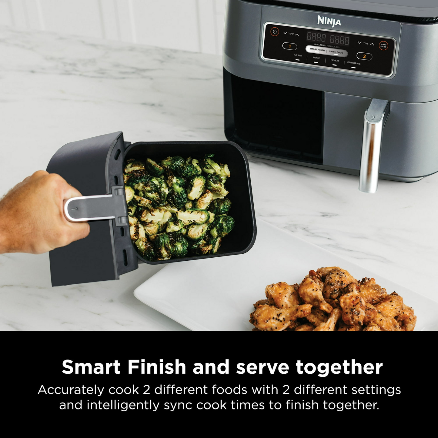 Ninja Foodi 4 in 1, 8 Qt. 2 Basket Air Fryer with DualZone Technology, Air Fry, Roast & More