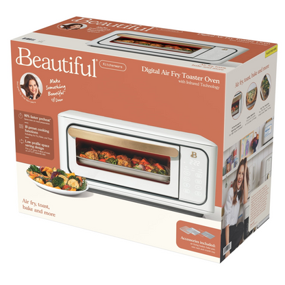 Beautiful Infrared Air Fry Toaster Oven, 9-Slice, 1800 W, White Icing by Drew Barrymore