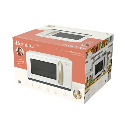 Beautiful 1.1 Cu ft 1000 Watt, Sensor Microwave Oven, White Icing by Drew Barrymore