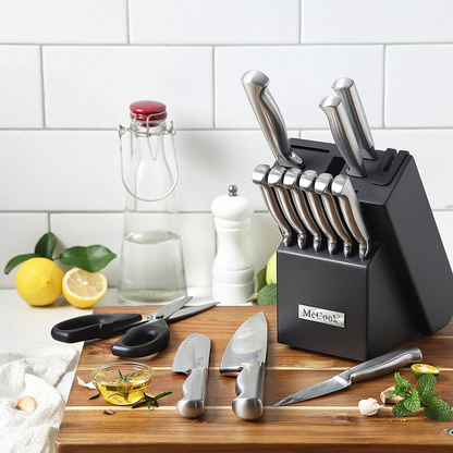 Mccook Mc21 15 Pieces Kitchen Knife Sets With Block Cutlery Knife Block Set Built-In Sharpener