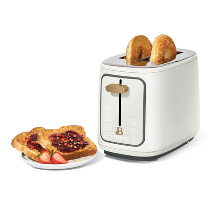 Beautiful 2 Slice Toaster with Touch-Activated Display, White Icing by Drew Barrymore